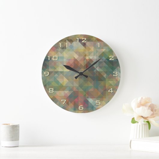 Chic Abstract Retro Triangles Mosaic Pattern Grote Klok (Huis)
