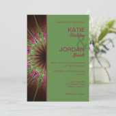 Chic Abstract Roze en Groene Uitnodiging van de We (Staand voorkant)