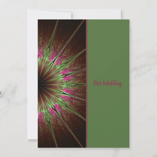 Chic Abstract Roze en Groene Uitnodiging van de We (Achterkant)