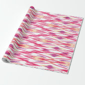 Chic abstract roze waterverf ikatroon cadeaupapier (Uitgerold)
