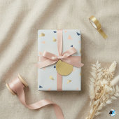 Chic Abstract Terrazzo Faux Gold Foil & Navy Blue  Cadeaupapier