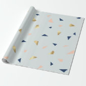 Chic Abstract Terrazzo Faux Gold Foil & Navy Blue  Cadeaupapier (Uitgerold)