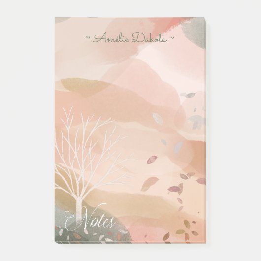 Chic Abstract Waterverf najaar - aangepaste naam Post-it® Notes (Voorkant)