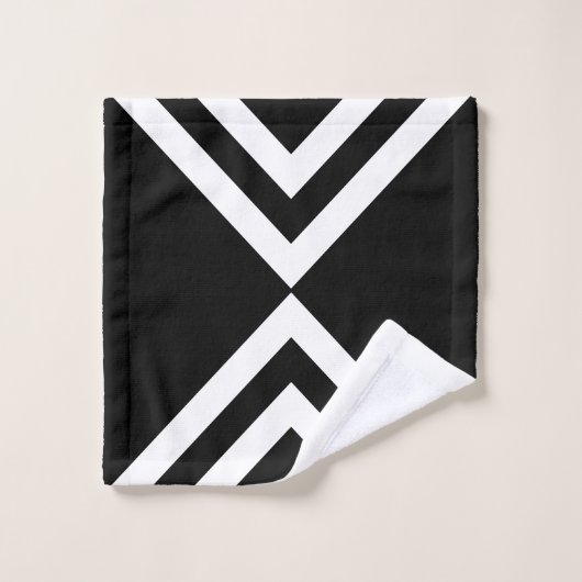 Chic Abstract Zwart & Wit Gestreept Bad Handdoek (Wasdoekje)