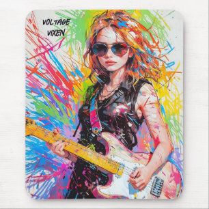 Chic Abstracte anime vrouw rock gitarist Muismat