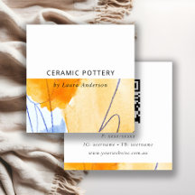 Chic Abstracte Artistic Yellow Blue Art QR-code