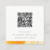 Chic Abstracte Artistic Yellow Blue Art QR-code Vierkante Visitekaartje (Achterkant)