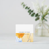 Chic Abstracte Artistic Yellow Blue Art QR-code Vierkante Visitekaartje (Staand voorkant)