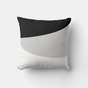 Chic abstracte golven in zwart zilver grijs & wit kussen