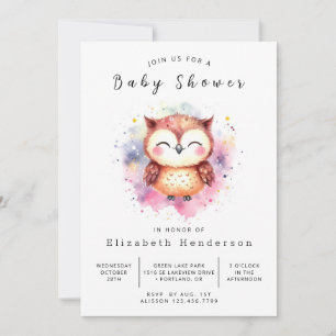 Chic afdrukbare uil Baby shower Kaart