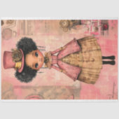 Chic Afro-Amerikaanse Doll, Roze AM9 Decoupage Tissuepapier (Voorkant)