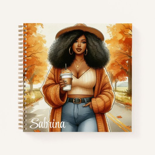 Chic Afro-Amerikaanse vrouw herfst | Herfst Notitieboek (Voorkant)
