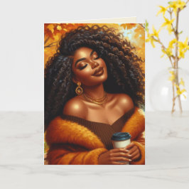 Chic Afro-Amerikaanse vrouw Thanksgiving | Herfst Kaart