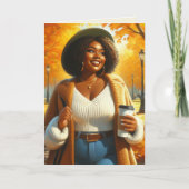 Chic Afro-Amerikaanse vrouw Thanksgiving | Herfst Kaart (Voorkant)