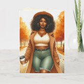 Chic Afro-Amerikaanse vrouw Thanksgiving | Herfst Kaart (Achterkant)