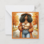Chic Afro-Amerikaanse vrouw Thanksgiving | Herfst Notitiekaartje (Voorkant)