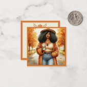 Chic Afro-Amerikaanse vrouw Thanksgiving | Herfst Notitiekaartje (Voorkant / Achterkant in situ)