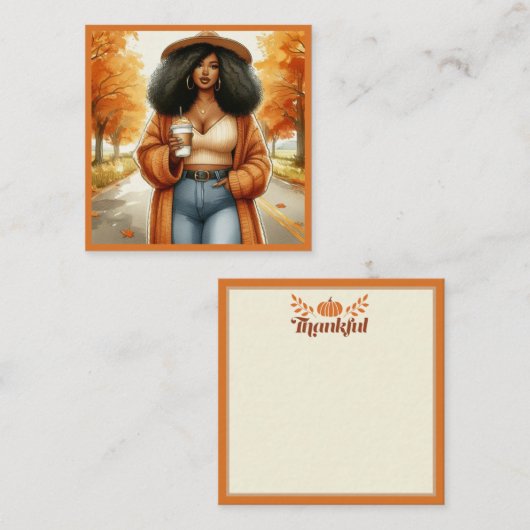 Chic Afro-Amerikaanse vrouw Thanksgiving | Herfst Notitiekaartje (Voorkant / Achterkant)