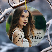 Chic Afstudeercadeau 2 Foto Script Overlay Kerstmi Keramisch Ornament