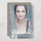 Chic Afstudeerder Modern Foto Afstuderen Uitnodige Kaart (Voorkant / Achterkant)