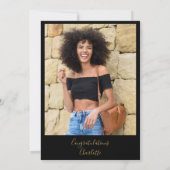 Chic Afstudeerder Party Gold Script Foto Afstudeer Kaart (Achterkant)