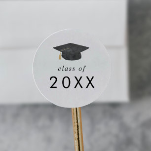 Chic Afstudeerder Pet Class Jaar Afstuderen Sticke Ronde Sticker