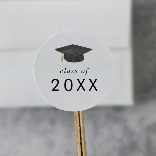 Chic Afstudeerder Pet Class Jaar Afstuderen Sticke Ronde Sticker