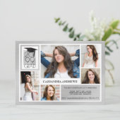 Chic AFSTUDEERDER Pet & Jaar | Penseelzilver | 5-F Kaart (Staand voorkant)