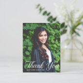 Chic afstudeerfoto afstudeerfeest bedankt briefkaart (Staand voorkant)