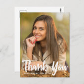 Chic Afstudeerfoto Bedankt Afstudeerfeest Briefkaart (Voorkant / Achterkant)