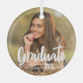 Chic afstudeerfoto Modern op maat 2023 Afstuderen Glas Ornament (Voorkant)