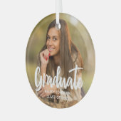 Chic afstudeerfoto Modern op maat 2023 Afstuderen Glas Ornament (Voorkant links)