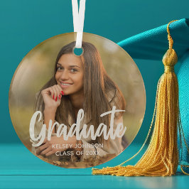 Chic afstudeerfoto Modern op maat 2023 Afstuderen Glas Ornament