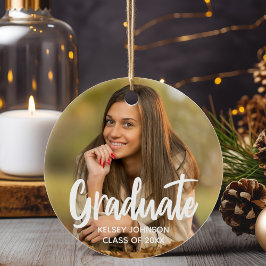 Chic afstudeerfoto Modern op maat 2023 Afstuderen Keramisch Ornament