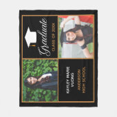 Chic afstudeerfoto zwart goud afstuderen fleece deken (Voorkant)