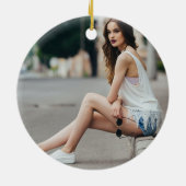 Chic Afstuderen 2 Kerstmis met overlay van fotoscr Keramisch Ornament (Achterkant)