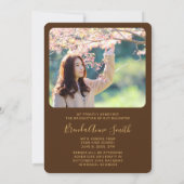 Chic Afstuderen 2 Photo Gold Pet Script op Brown Aankondiging (Achterkant)