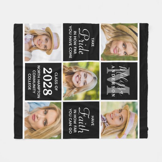 Chic Afstuderen 5 Foto Collage Inspirerend Black Fleece Deken (Voorkant (Horizontaal))