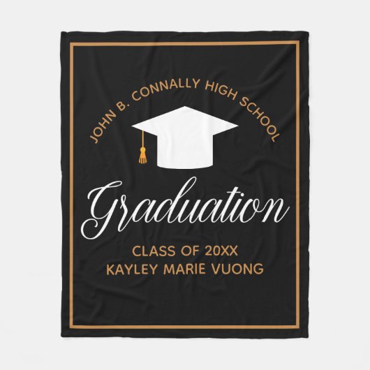 Chic Afstuderen Black Gold persoonlijke 2023-klass Fleece Deken (Voorkant)
