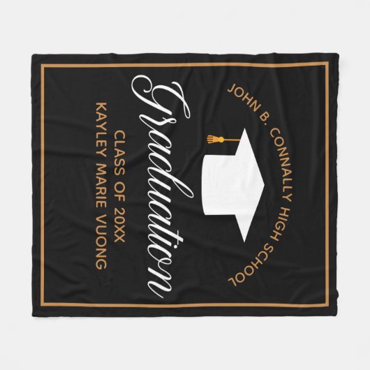 Chic Afstuderen Black Gold persoonlijke 2023-klass Fleece Deken (Voorkant (Horizontaal))