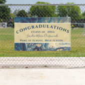 Chic Afstuderen Blue Marble Swirl Gold Glitter Ban Spandoek (Insitu)