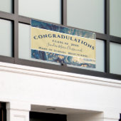 Chic Afstuderen Blue Marble Swirl Gold Glitter Ban Spandoek (Buitenkant Gebouw)