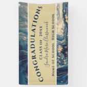 Chic Afstuderen Blue Marble Swirl Gold Glitter Ban Spandoek (Verticaal)