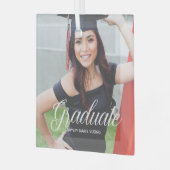 Chic Afstuderen Foto 2023 Afstuderen Kerstmis Glas Ornament (Voorkant links)