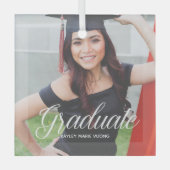 Chic Afstuderen Foto 2023 Afstuderen Kerstmis Glas Ornament (Voorkant)