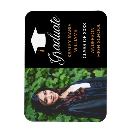 Chic Afstuderen foto 2025 Black Gold aankondiging Magneet (Verticaal)