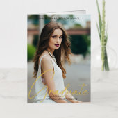 Chic Afstuderen Foto 2025 Handgeschreven Script Go Folie Wenskaart (Voorkant)