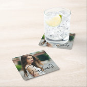 Chic Afstuderen Foto Black Script Overlay Party Kartonnen Onderzetters (Insitu)