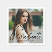 Chic Afstuderen Foto Black Script Overlay Party Servet (Voorkant)