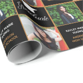Chic Afstuderen Foto Custom Zwart Goud Afstuderen Cadeaupapier (Rol Hoek)